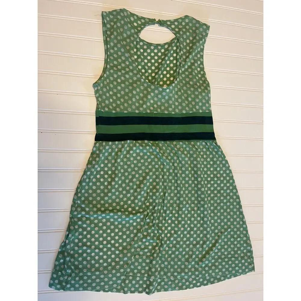 Vintage Y2K Free People Green Polka Dot Dress Open Back Size‎ Womens XS